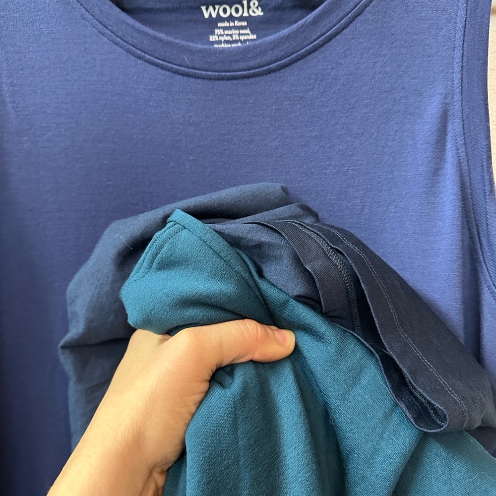 Wool& Sierra Tank Dress L-Long Iris blue NWOT - Picture 10 of 13